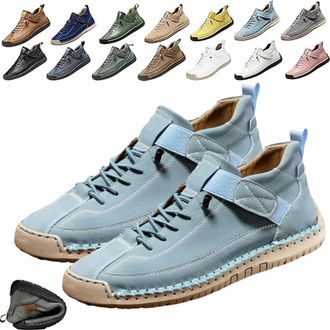 Generic Emiline Comfortable Orthopedic Sneakers, 2025 New Womens Handmade Leather Comfy Shoes, Slip On Soft Orthopedic Support Boots (Light Blue,13.5)