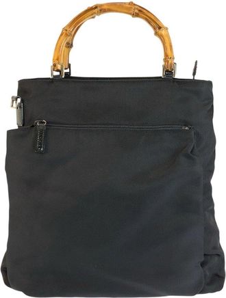 Gucci Black Nylon Bamboo Handbag (Authentic Pre-Loved)