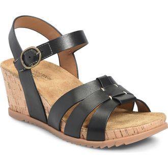 COMFORTIVA Taralyn Wedge Sandal in Black/Black at Nordstrom, Size 6.5