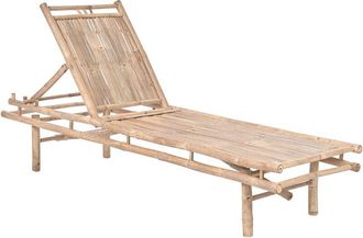Beliani Sun Lounger Light Brown Bamboo Wood 3 Position Reclining Backrest Natural Style SULMONA