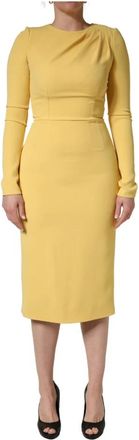 Dolce & Gabbana Sheath Midi Jurk - Dames - Casual kleedjes - Geel - S - Katoen - Kleedjes