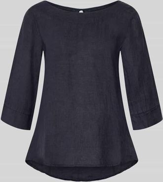 Zabaione Regular Fit Leinenbluse mit 3/4-Arm Modell La44ura in Marine, Gr&ouml;&szlig;e XL