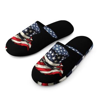 Generic U.S.A. Flag Scarf Top Hat Mens House Slippers Slip Indoor Slipper On Shoes Warm Outdoor
