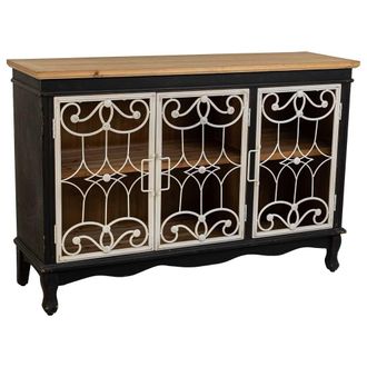 Wanderlust Deco Aparador De Madera Y Metal Negro 120x36x80.5
