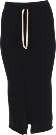 Rick Owens Fitted Midi Skirt With Drawstring Waist And Subtle Front Slit