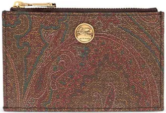 Etro Brown Paisley Zip Card Holder