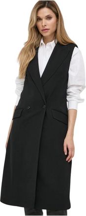 Karl Lagerfeld Gilet met dubbele knopenrij - Dames - Gillet - Zwart - M - Leer - Kostuums