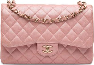 Chanel 2019 Jumbo Classic Iridescent Caviar Double Flap shoulder bag - Roze
