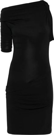 Jacquemus Kleedjes, Dames, Zwart, M, Zwarte One-Shoulder Draperende Jurk