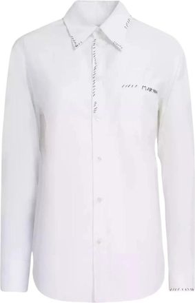 Marni Witte Katoenen Overhemd met Contraststiksels - Dames - Overhemden - Wit - XS - Katoen - Overhemden