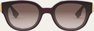 Fendi F-Monogram Acetate Round Sunglasses