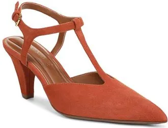 Franco Sarto Ovett Pointed Toe T-Strap Pump in Terrarossa Orange at Nordstrom, Size 8.5