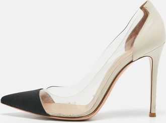 Gianvito Rossi Black/white Leather And Pvc Plexi Pumps
