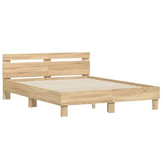 vidaXL Cama Con Cabecero Madera De Ingenier&iacute;a Roble Sonoma 140x190 Cm Vidaxl