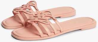 Tommy Hilfiger Womens Script Monogram Leather Slide Sandal - Porcelain Pink - US 6.5 / EU 37