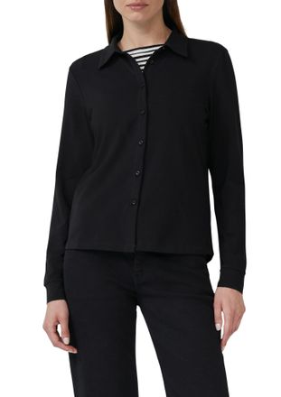 s.Oliver Hemdbluse S.OLIVER, Damen, Gr. 34, schwarz, Jersey, Obermaterial: 95% Baumwolle, 5% Elasthan, unifarben, regular fit taillenbedeckt, ohne Ausschnitt, 