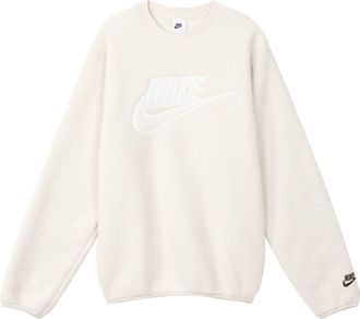 Nike Mens Nike Logo Embroidered Loose Suede Round Neck Pullover Beige DD5018-072