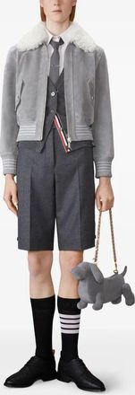 Thom Browne cropped pilotenjack met kraag van schapenvacht in su&egrave;de