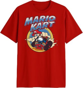 Mad Engine Nintendo Super Mario Kart Vintage Racing Drift T-Shirt, Red, Medium