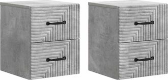 vidaXL Mesita De Noche De Pared 2 Uds. Gris Hormig&oacute;n 34,5 X 33 X 40 Cm Vidaxl