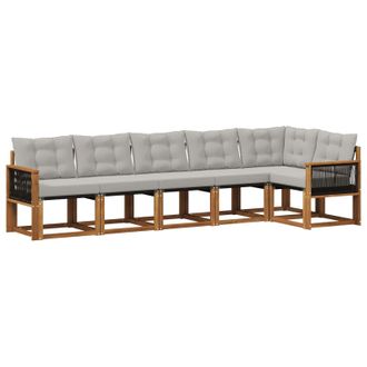 vidaXL Conjunto De Sof&aacute;s De Exterior 6 Pcs Natural Y Gris Claro Vidaxl