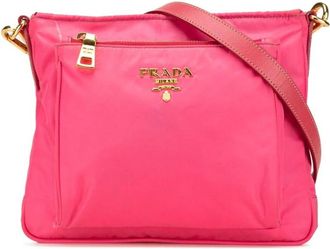 Prada Pre-owned Cross Body Bags, female, Pink, Size: ONE SIZE Pre-owned Nylon Crossbody Bag with Zip Closure