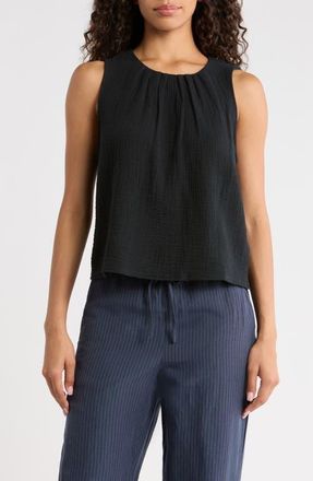 Marine Layer Serena Cotton Gauze Tank in Black at Nordstrom, Size X-Small