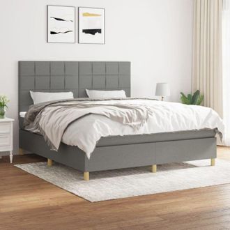 vidaXL Vidaxl - Cama Box Spring Con Colch&oacute;n Tela Gris Oscuro 180x200 Cm