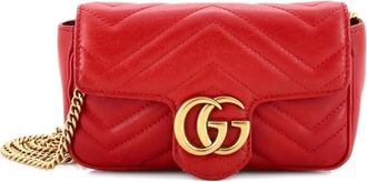 Gucci GG Marmont Flap Bag Matelasse Leather Super Mini crossbody bag - Rood