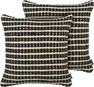 Beliani Set Di 2 Cuscini Decorativi In Cotone 45 X 45 Cm Bianco E Nero Yoncali