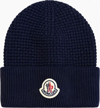 Moncler Mens Moncler Logo Beanie Navy - Size: ONE size