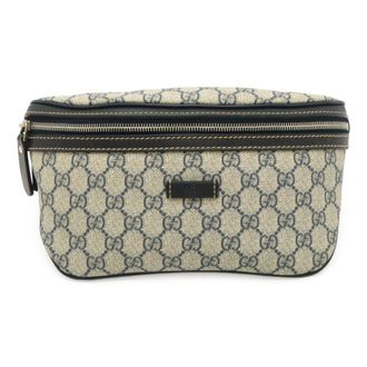 Gucci Gg Imprim&eacute; Navy Coated Canvas Pvc Leather Pouch Sling Bag (Pre-Owned)