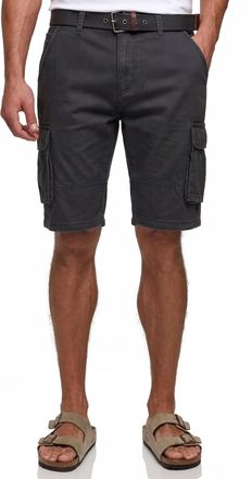 Indicode Cargoshorts INDICODE INMonroe, Herren, Gr. XXL, N-Gr, grau (raven), Web, Obermaterial: 100% Baumwolle, unifarben, regular fit knielang, Hosen Cargosho