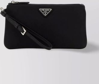 Prada nylon clutch with leather wrist handle