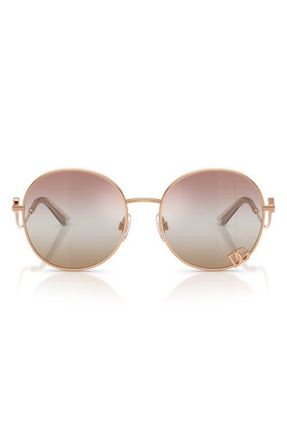 Dolce & Gabbana 56mm Gradient Round Sunglasses in Rose Gold /Pink Brown at Nordstrom