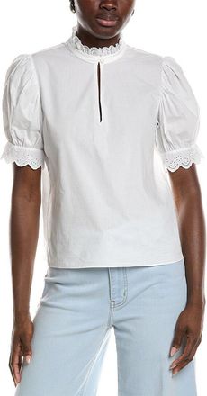 Frame Denim The Eyelet Inset Blouse