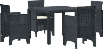 vidaXL Garden Dining Set 5 pcs Anthracite Polt rattan Vidaxl
