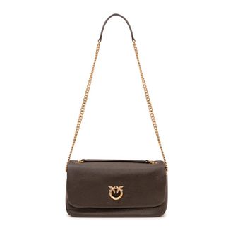 Pinko Click Soft Horiz Chain - Dames - Schoudertassen - Bruin - ONE Size - Leer - Tassen