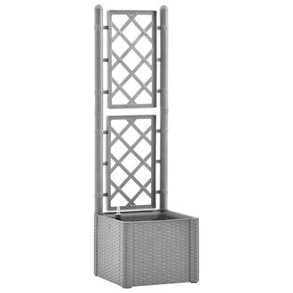 Berkfield Home Garden Raised Bed with Trellis & Self Watering System Grey