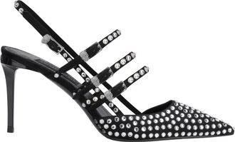Philipp Plein Suede Slingbacks Skull Belts 9 - Dames - Pumps - Zwart - 42 EU - Leer - Schoenen