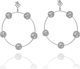 Georgina Jewelry Womens Signature Sphere Dangle Hoops In Silver