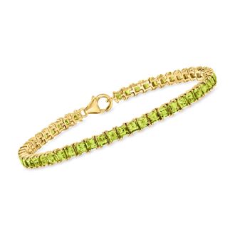 Ross-Simons Square Peridot Tennis Bracelet in 18kt Gold Over Sterling