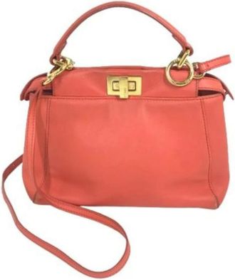 Fendi Pre-owned Handbags, female, Pink, Size: ONE SIZE Pre-owned Vintage Leather Handbag