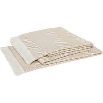 Matouk Leo Fringed Throw Blanket in Dune at Nordstrom