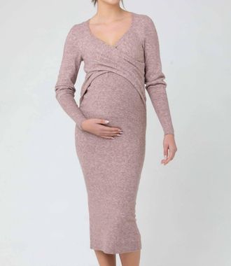 Ripe Knit Maternity Dress In Heather Pink