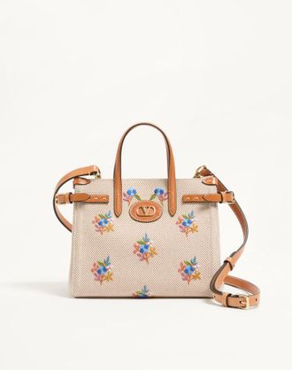 Valentino Garavani Borsa shopping piccola Valentino Garavani Antibes in canvas con ricamo Donna NATURALE UNI