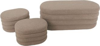 Sweeek Banco cofre de almacenamiento borreguito con 2 puffs, pardo