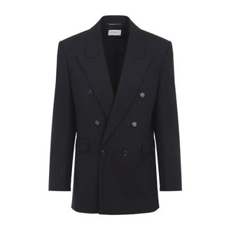 Saint Laurent Blazers, male, Blue, M, Double-Breasted Wool Jacket