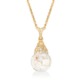 Ross-Simons Floating Opal Pendant Necklace in 14kt Yellow Gold