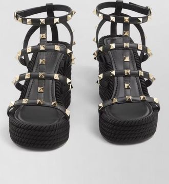 Valentino Garavani leather rockstud wedge sandals